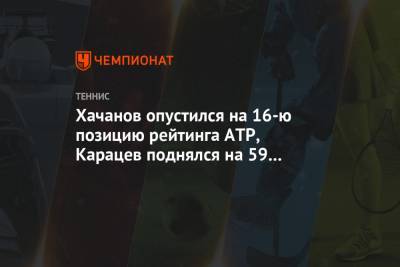 Хачанов опустился на 16-ю позицию рейтинга ATP, Карацев поднялся на 59 строчек