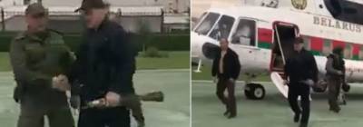 Обнародовано видео, как Лукашенко приехал в свою резиденцию с автоматом