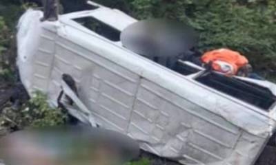 Микроавтобус упал с обрыва в горах Грузии: 17 человек погибли