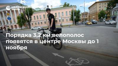 Порядка 3,2 км велополос появятся в центре Москвы до 1 ноября