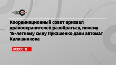 Координационный совет призвал правоохранителей разобраться, почему 15-летнему сыну Лукашенко дали автомат Калашникова