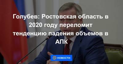 Голубев: Ростовская область в 2020 году переломит тенденцию падения объемов в АПК