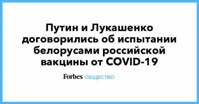 Путин и Лукашенко договорились об испытании белорусами российской вакцины от COVID-19