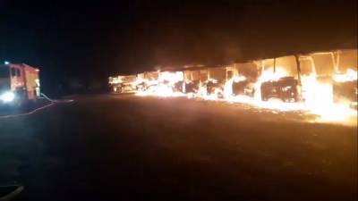 Зрелище не для слабонервных: под Черкассами сгорело сразу 10 пассажирских автобусов
