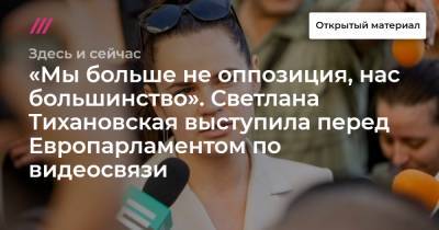 «Мы больше не оппозиция, нас большинство». Светлана Тихановская выступила перед Европарламентом по видеосвязи