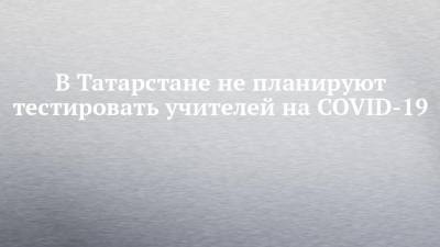 В Татарстане не планируют тестировать учителей на COVID-19