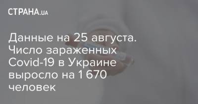 Данные на 25 августа. Число зараженных Covid-19 в Украине выросло на 1 670 человек