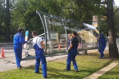 В Петербурге массово поменяют сетку на стекло на остановках транспорта