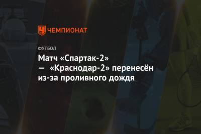 Матч «Спартак-2» — «Краснодар-2» перенесён из-за проливного дождя