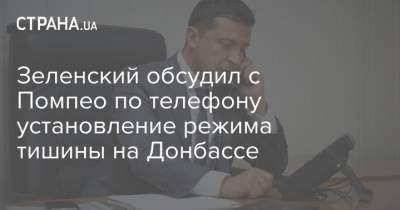 Зеленский обсудил с Помпео по телефону установление режима тишины на Донбассе