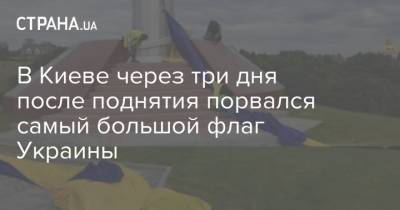 В Киеве через три дня после поднятия порвался самый большой флаг Украины
