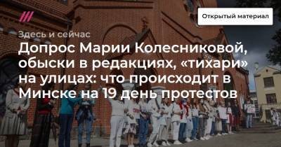 Допрос Марии Колесниковой, обыски в редакциях, «тихари» на улицах: что происходит в Минске на 19 день протестов