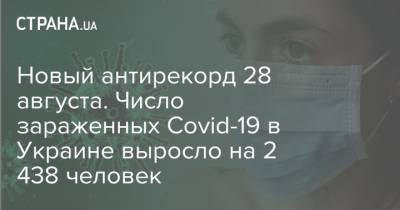 Новый антирекорд 28 августа. Число зараженных Covid-19 в Украине выросло на 2 438 человек