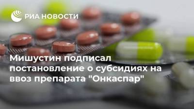 Мишустин подписал постановление о субсидиях на ввоз препарата "Онкаспар"