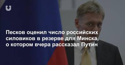 Песков оценил число российских силовиков в резерве для Минска, о котором вчера рассказал Путин
