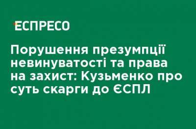 Нарушение презумпции невиновности и права на защиту: Кузьменко о сути жалобы в ЕСПЧ