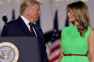 Первая леди США Мелания Трамп пришла на собрание партии в платье цвета "зеленого экрана": Пользователи сети высмеяли ее