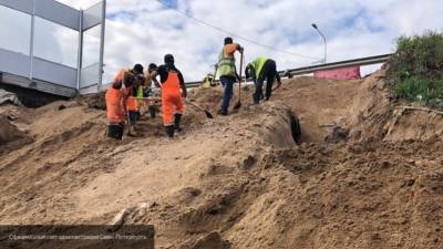 Рабочие устранили размыв песка у моста на окраине Петербурга