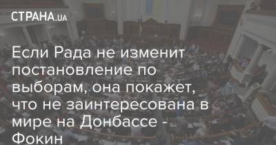 Если Рада не изменит постановление по выборам, она покажет, что не заинтересована в мире на Донбассе - Фокин