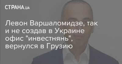 Левон Варшаломидзе, так и не создав в Украине офис "инвестнянь", вернулся в Грузию