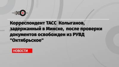 Корреспондент ТАСС Колыганов, задержанный в Минске, после проверки документов освобожден из РУВД «Октябрьское»