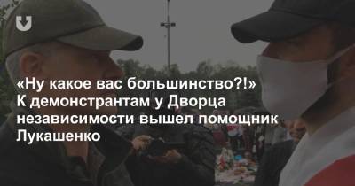 «Ну какое вас большинство?!» К демонстрантам у Дворца независимости вышел помощник Лукашенко