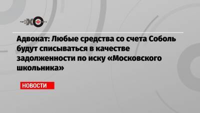 Адвокат: Любые средства со счета Соболь будут списываться в качестве задолженности по иску «Московского школьника»
