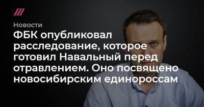 ФБК опубликовал расследование, которое готовил Навальный перед отравлением. Оно посвящено новосибирским единороссам