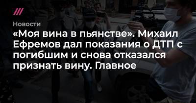 «Моя вина в пьянстве». Михаил Ефремов дал показания о ДТП с погибшим и снова отказался признать вину. Главное