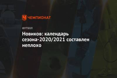 Новиков: календарь сезона-2020/2021 составлен неплохо