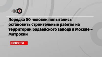 Порядка 50 человек попытались остановить строительные работы на территории Бадаевского завода в Москве – Митрохин