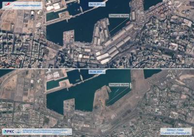 Роскосмос показал спутниковые снимки последствий взрыва в Бейруте