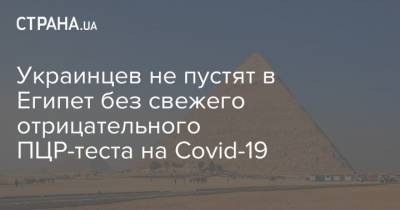 Украинцев не пустят в Египет без свежего отрицательного ПЦР-теста на Covid-19