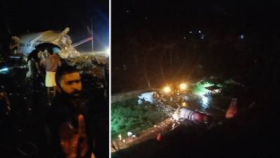 Появились кадры из индийского штата Керала, где самолет развалился при посадке