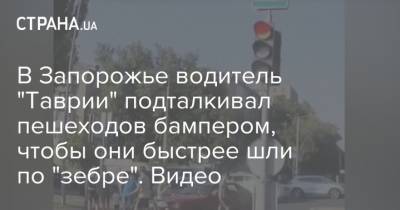 В Запорожье водитель "Таврии" подталкивал пешеходов бампером, чтобы они быстрее шли по "зебре". Видео