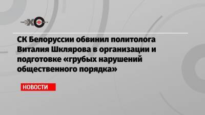 СК Белоруссии обвинил политолога Виталия Шклярова в организации и подготовке «грубых нарушений общественного порядка»