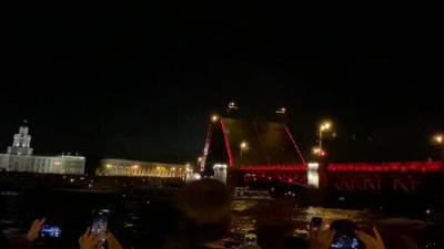 Видео: Ночью 8 августа Дворцовый мост развели под звуки оперы