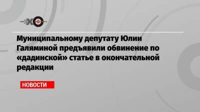 Муниципальному депутату Юлии Галяминой предъявили обвинение по «дадинской» статье в окончательной редакции