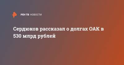 Сердюков рассказал о долгах ОАК в 530 млрд рублей