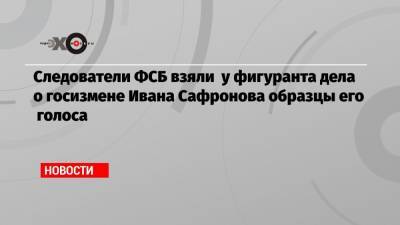 Следователи ФСБ взяли у фигуранта дела о госизмене Ивана Сафронова образцы его голоса