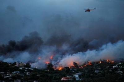 Лесные пожары в Греции: для обуздания огня задействовали авиацию