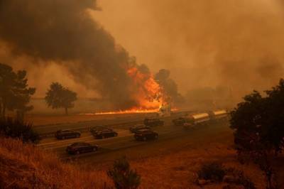 Почти 100 крупных природных пожаров бушуют в трех штатах на западе США