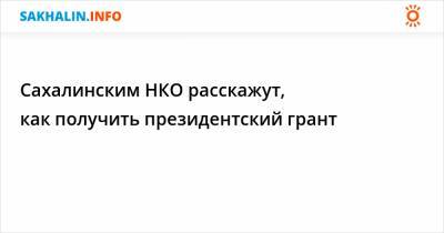 Сахалинским НКО расскажут, как получить президентский грант