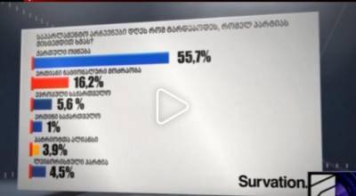 Survation: Рейтинг «Грузинской мечты» — 55,7%, партии Саакашвили — 16,2%