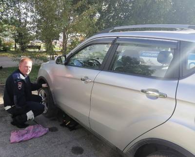 В Сосногорске полицейский помог девушке заменить колесо