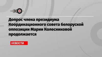 Допрос члена президиума Координационного совета белоруской оппозиции Марии Колесниковой продолжается