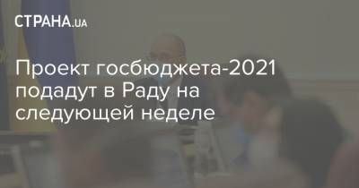 Проект госбюджета-2021 подадут в Раду на следующей неделе
