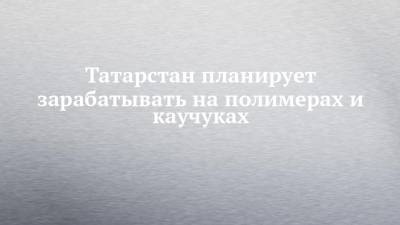 Татарстан планирует зарабатывать на полимерах и каучуках
