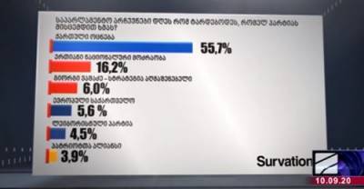 Рейтинг Survation: «Грузинская мечта» лидирует в предвыборном опросе