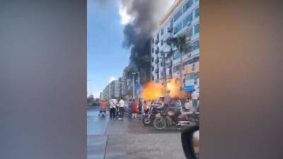 Момент мощного взрыва в китайском Чжухае попал на видео